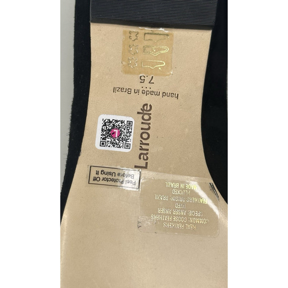 Larroude Lee Pom-Pom Black Suede Flats Womens Size 7.5 Pointed Toe New $295 - Picture 9 of 9